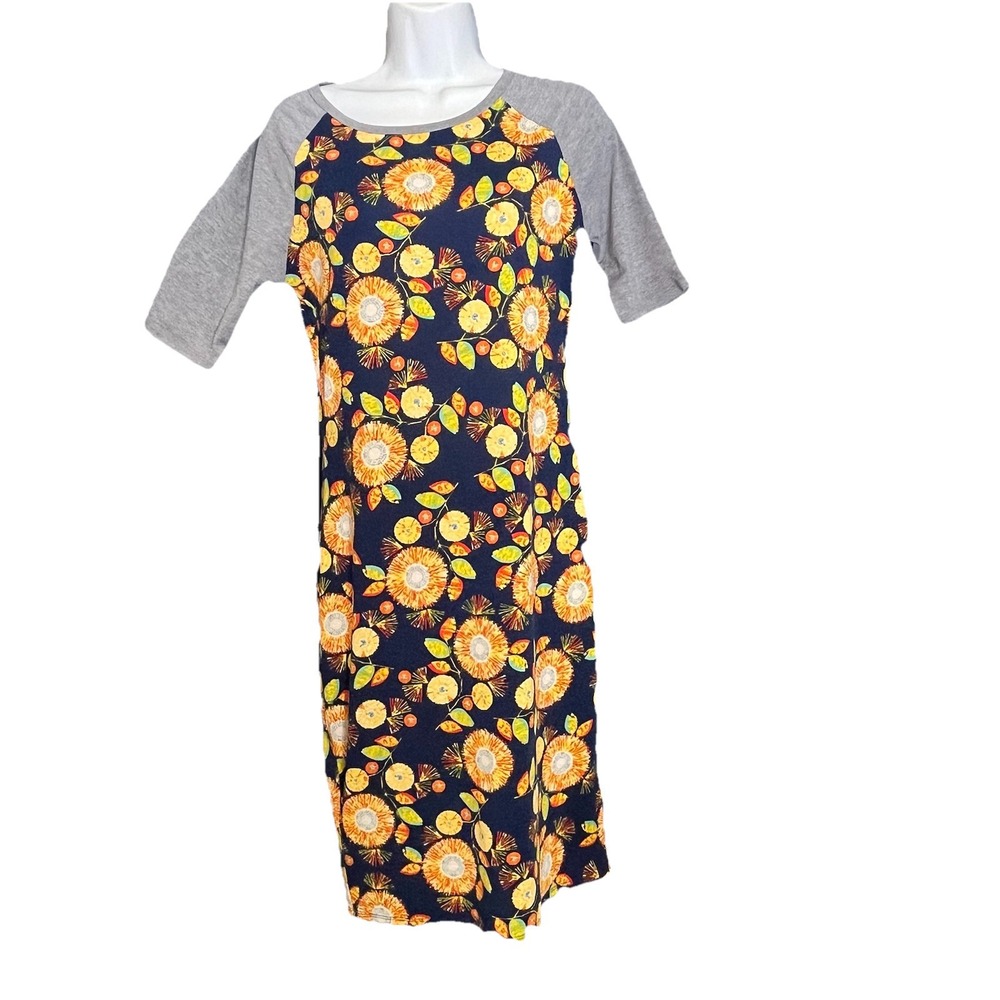 Lularoe Julia Dress Pencil Raglan Sleeves Dark Floral Women's Size S‎ Casual